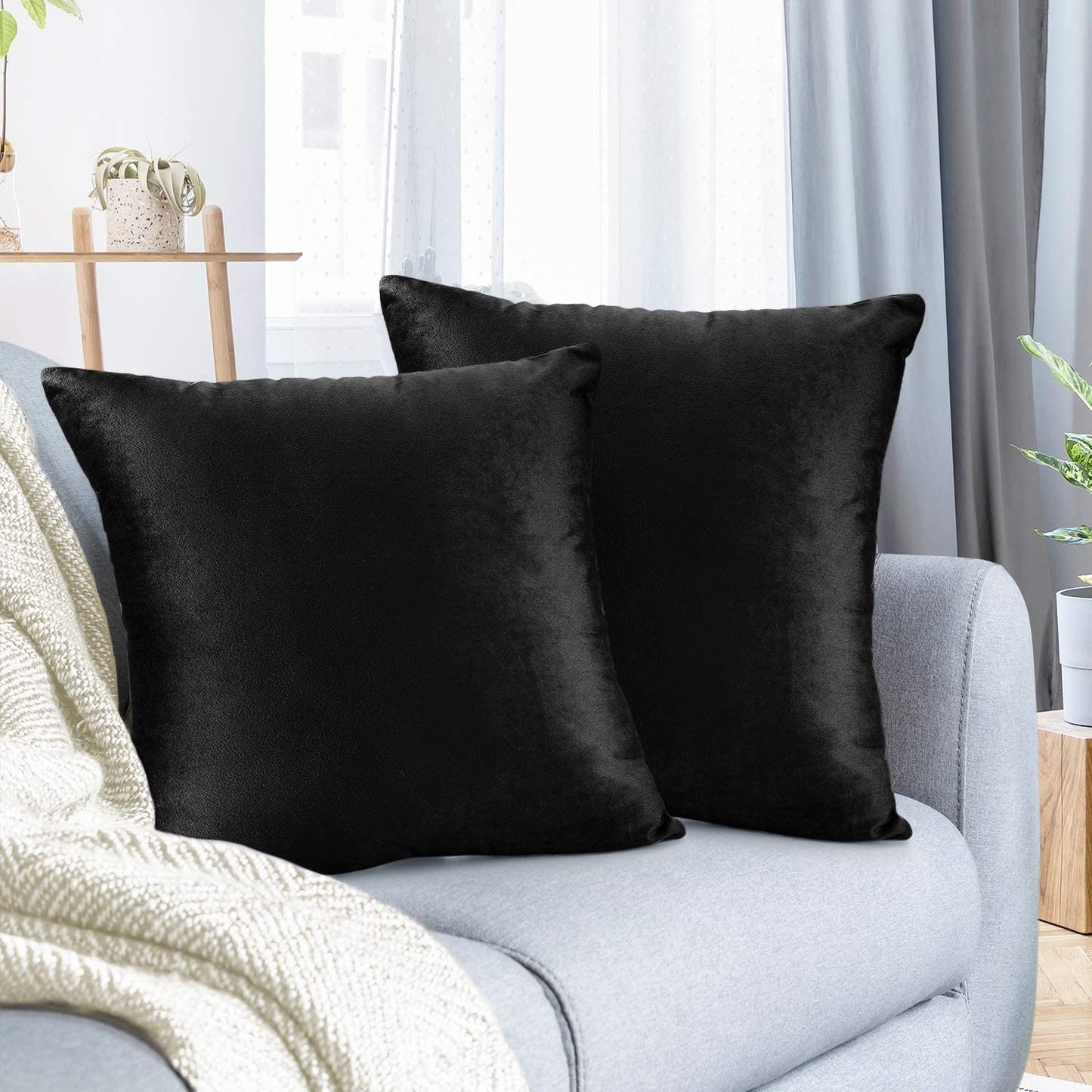 Plain Velvet Cushion 16″ x 16″ Black