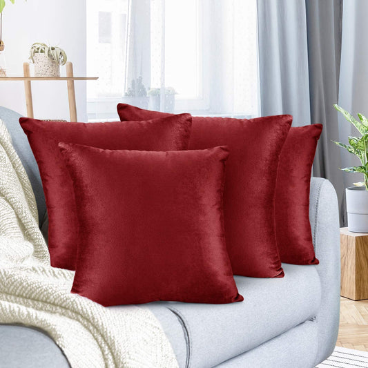 Plain Velvet Cushion 16″ x 16″ Cherry Red