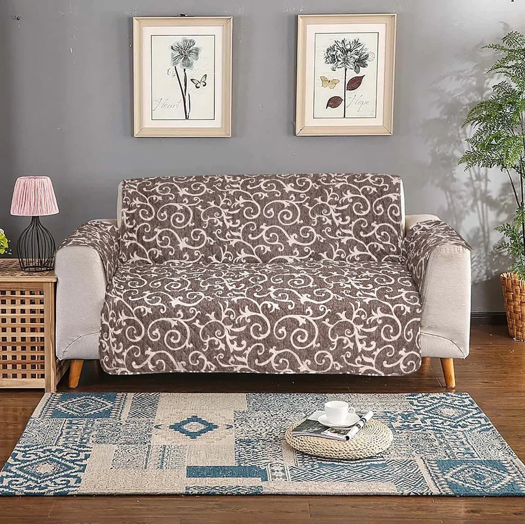 PRINTED QUILTED SOFA RUNNER - SOFA COAT (ASH BROWN)