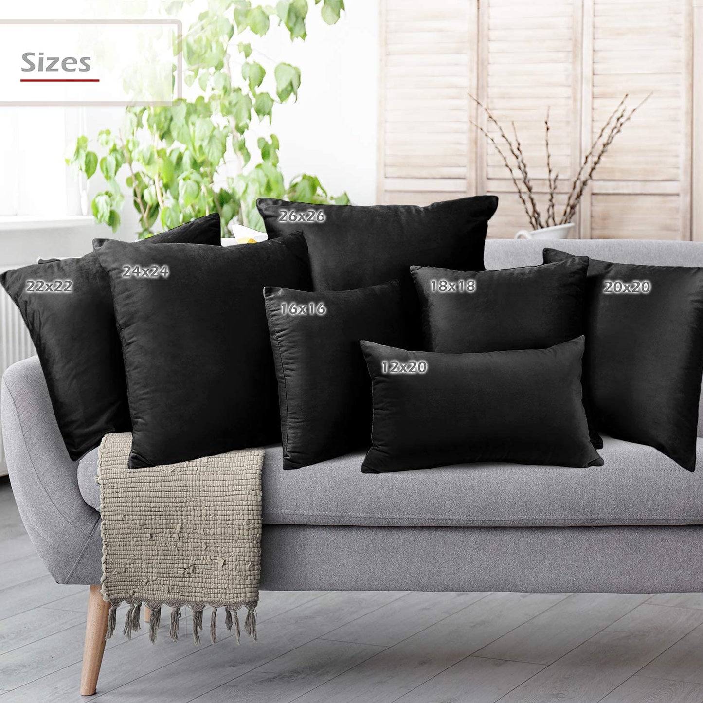 Plain Velvet Cushion 16″ x 16″ Black