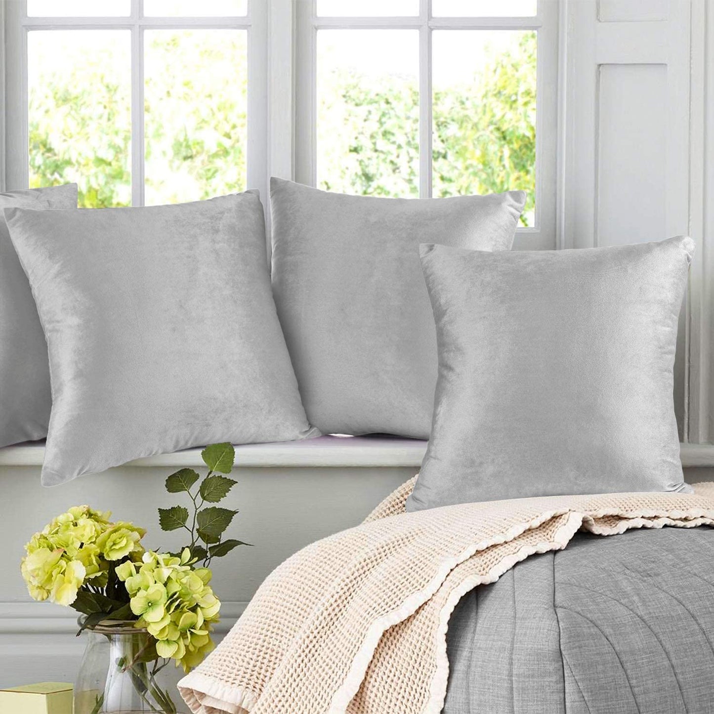 Plain Velvet Cushion 16″ x 16″ Grey