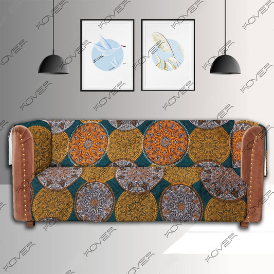 Ethnic Tribal Circular Quilted Sofa Cover Set