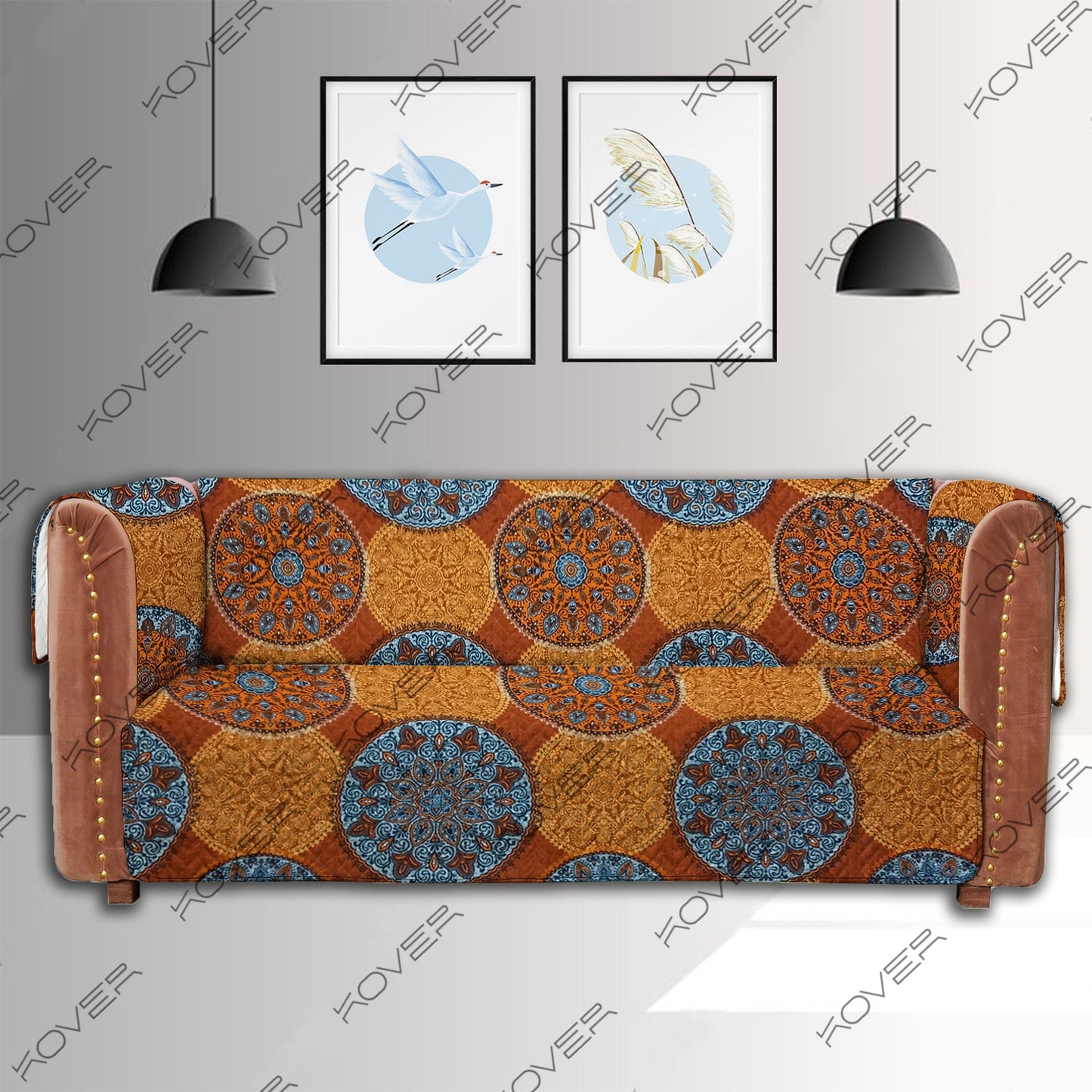 Ethnic Classis Circular Quilted Sofa Cover Set