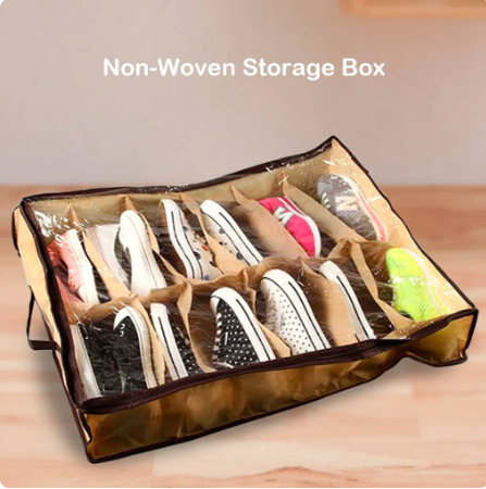 Nonwoven Transparent Creative Shoes Cabinet  Dust-Proof 12 Grids Shoes Storage Bag