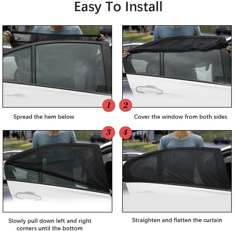 Car Window Sun Shades - Flexible Car Window Shades - 4 Pieces