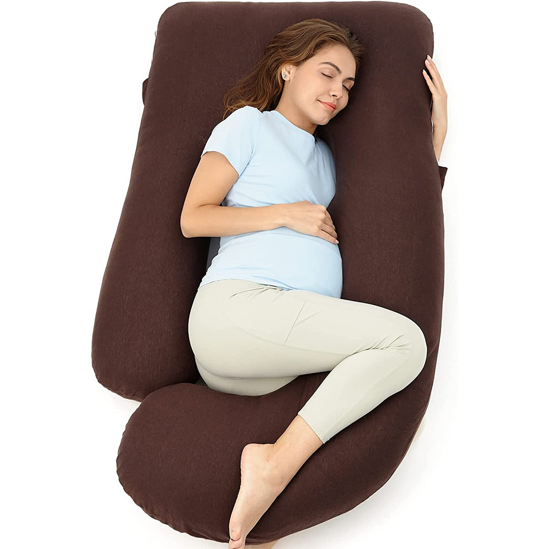 Maternity Pillow | Full Body Support Pillow With Inner - Ball Fiber Filled | U-Shaped - Fine Quality -Blue