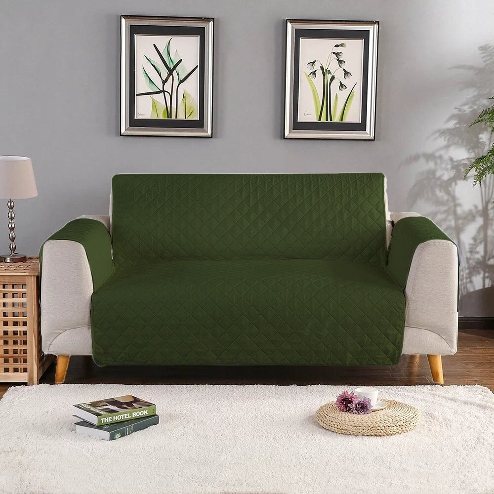 Cotton Quilted Sofa Cover – Green Color